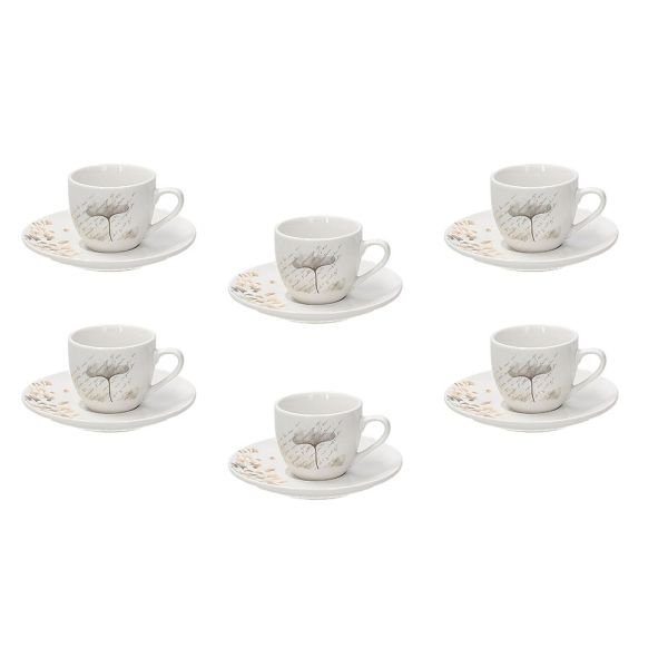 Confezione 6 tazzine caffè con piattino Porcellana Beige 80 cc - Linea  Madison - Tognana