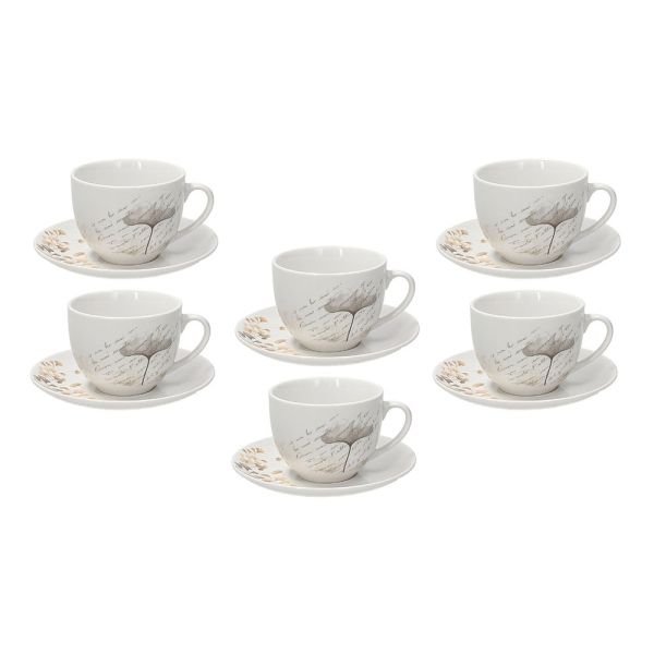 Confezione 6 tazze tè con piattino Porcellana Beige 260 cc - Linea