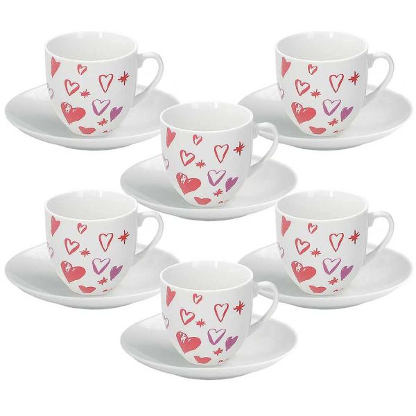 Confezione 6 tazze tè con piattino Porcellana Bianco - Linea