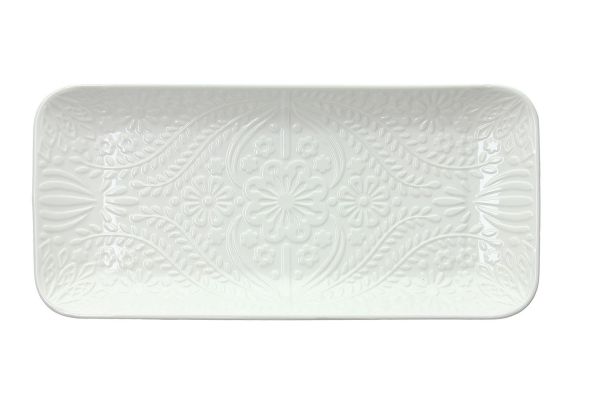 Vassoio rettangolare Porcellana Bianco 30,5 cm x 14 cm x H 3 cm - Linea  Copenaghen - Tognana