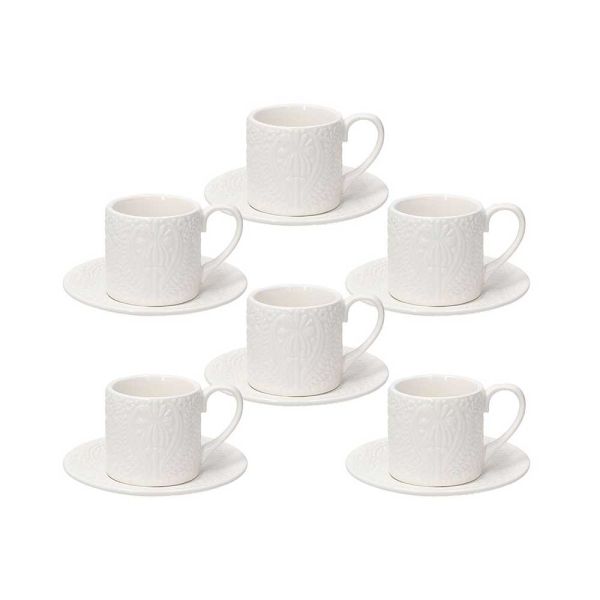 Set 6 tazzine caffè con piattino Porcellana Bianco 70 cc - Linea Copenaghen  - Tognana