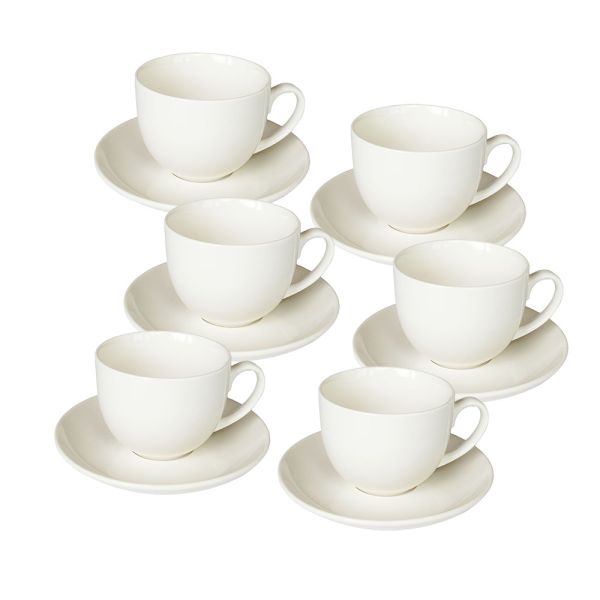 Confezione 6 tazze caffè con piattino Porcellana Bianco - Linea Perla -  Tognana